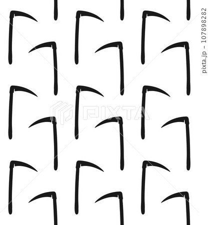 Vector seamless pattern of hand drawn Scythe 107898282