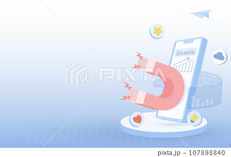 Online digital marketing and advertising concept. Social media campaigns, data analysis, creative content, search engine optimization, competition and opportunity. Flat vector illustration copy space Online digital marketing and advertising concept. Social media campaigns, data analysis, creative content, search engine optimization, competition and opportunity. Flat vector illustration copy space 107898840