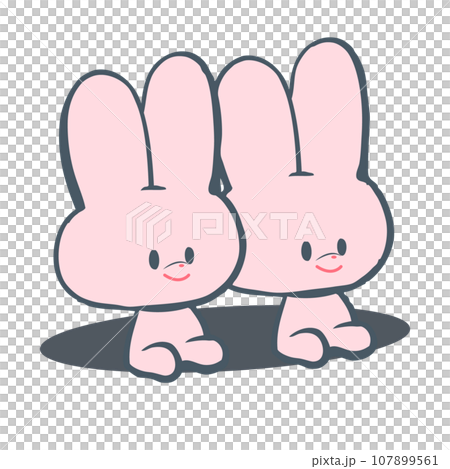 Illustration of two rabbits sticking their faces out of a hole Illustration of two rabbits sticking their faces out of a hole 107899561