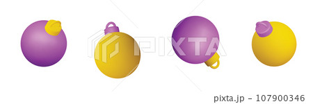 Christmas 3d black balls. Set of Christmas ball. Festive decoration objects. vector illustration 107900346