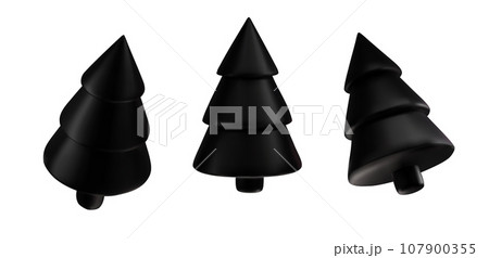 Set black Christmas tree . Glossy New year and xmas abstract tree shapes. Set black Christmas tree . Glossy New year and xmas abstract tree shapes. 107900355