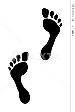 Foot step icon. Imprint, silhouette of a bare human foot 107900418