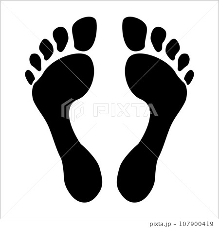 Foot step icon. Imprint, silhouette of a bare human foot 107900419