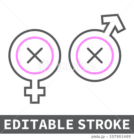 Biphobia color line icon, lgbt and pride, discrimination sign vector graphics, editable stroke linear icon, eps 10. 107901489