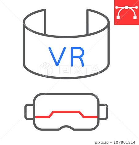 Virtual reality headset color line icon, video games and vr glasses, vr gaming sign vector graphics, editable stroke linear icon, eps 10. 107901514