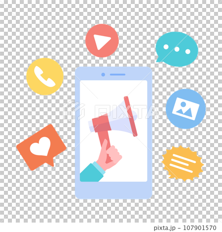 Illustration of smartphone and social media 107901570