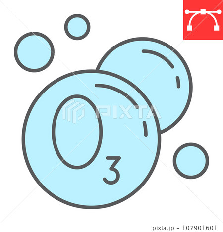 Ozonation laundry color line icon, dry cleaning and wash, ozone sign vector graphics, editable stroke colorful linear icon, eps 10. 107901601