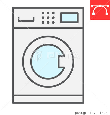 Self service laundry color line icon, dry cleaning and wash, washing machine sign vector graphics, editable stroke linear icon, eps 10. Self service laundry color line icon, dry cleaning and wash, washing machine sign vector graphics, editable stroke linear icon, eps 10. 107901602