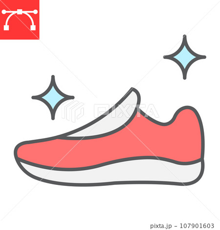 Shoe cleaning color line icon, dry cleaning and wash, run shoes sign vector graphics, editable stroke colorful linear icon, eps 10. 107901603