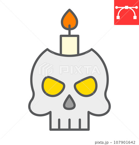 Skull with candle color line icon, halloween and scary, halloween skull sign vector graphics, editable stroke filled outline icon, eps 10. Skull with candle color line icon, halloween and scary, halloween skull sign vector graphics, editable stroke filled outline icon, eps 10. 107901642