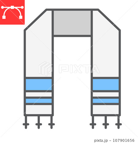Hebrew tallit color line icon, rosh hashanah and hanukkah, jewish tallit sign vector graphics, editable stroke filled outline icon, eps 10. Hebrew tallit color line icon, rosh hashanah and hanukkah, jewish tallit sign vector graphics, editable stroke filled outline icon, eps 10. 107901656