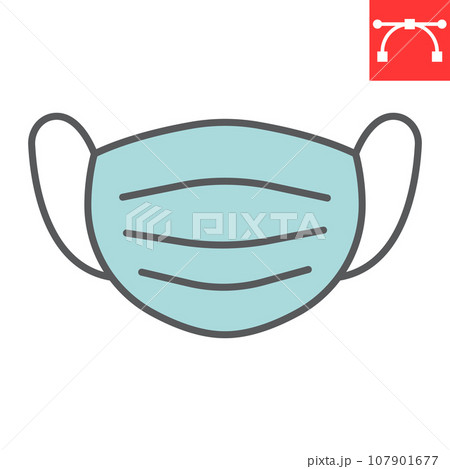 Medical mask line icon, protection and covid-19, surgical mask sign vector graphics, editable stroke linear icon, eps 10. 107901677