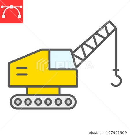 Mobile crane color line icon, construction and vehicle, crane sign vector graphics, editable stroke filled outline icon, eps 10. Mobile crane color line icon, construction and vehicle, crane sign vector graphics, editable stroke filled outline icon, eps 10. 107901909