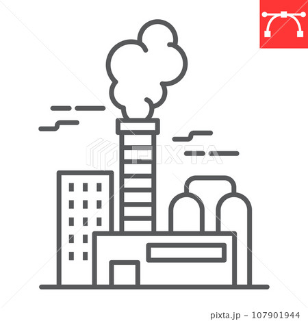 Factory line icon, industry and ecology, refinery vector icon, vector graphics, editable stroke outline sign, eps 10. 107901944