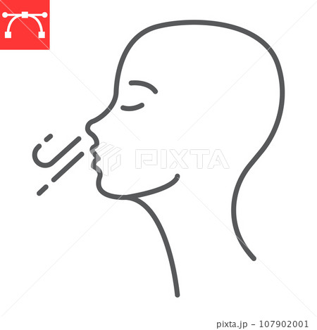 Breath line icon, meditation and relaxation, deep breathing vector icon, vector graphics, editable stroke outline sign, eps 10. 107902001