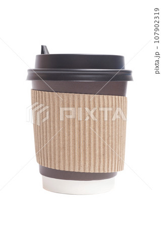 Coffee cup with cup holder isolated on a white. 107902319