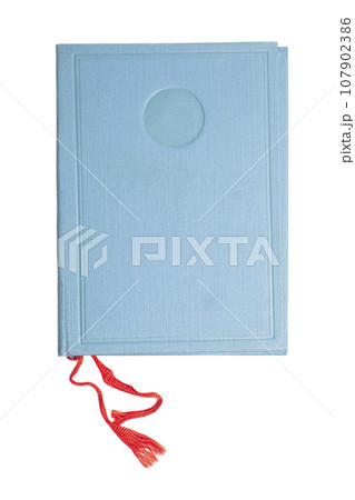 diploma blank certificate cover with red ribbon. 107902386