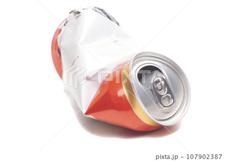 Empty crumpled can from energy drink or beer 107902387