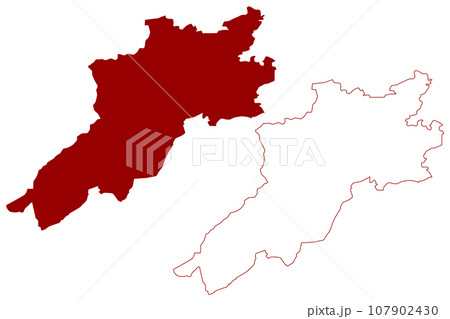 Franches-Montagnes District (Switzerland, Swiss Confederation, Republic and Canton of Jura) map vector illustration, scribble sketch Bezirk Franches Montagnes map 107902430