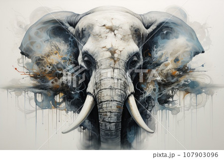 Colorful abstract elephant, Vibrant watercolor...のイラスト素材 [107903096] - PIXTA