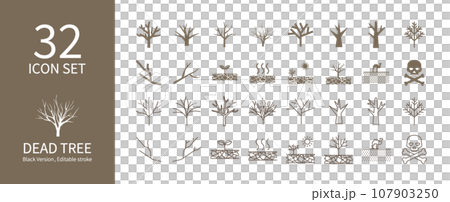 死樹和乾旱圖標集 死樹和乾旱圖標集 107903250