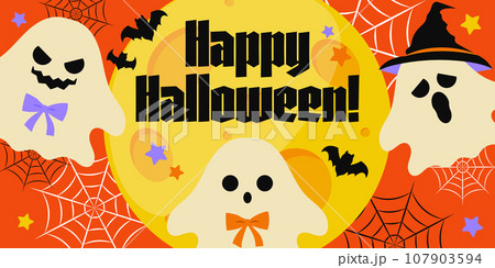 ハロウィンバナー　おばけ　イラスト 107903594