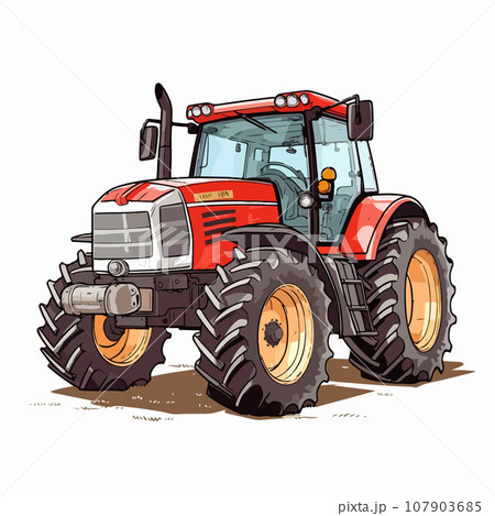 Cartoon tractor isolated on a white background Cartoon tractor isolated on a white background 107903685