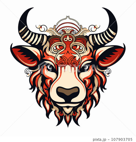 Bull t-shirt design graphic, cute happy kawaii style, clear outline Bull t-shirt design graphic, cute happy kawaii style, clear outline 107903705