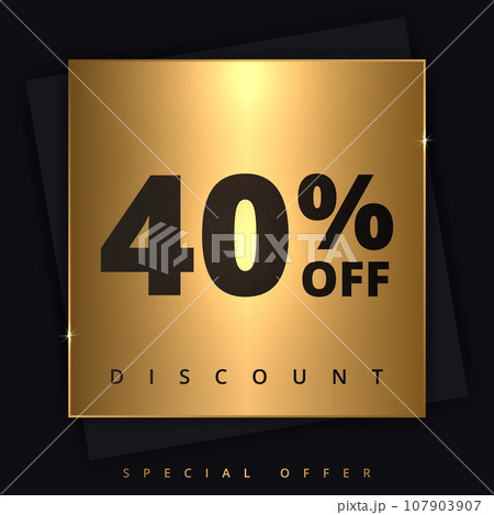 40 off discount banner. Special offer sale 40 percent off. Sale discount offer. Luxury promotion banner 107903907