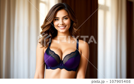 beautiful woman in underwear at home 107905408