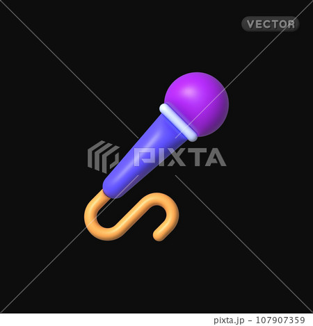 Microphone in 3d modern style on white background. Vector illustration 107907359