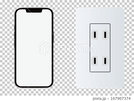 スマートフォンとコンセント スマートフォンとコンセント 107907374