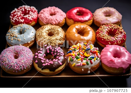 カラフルなドーナツ9　AI生成画像 107907725