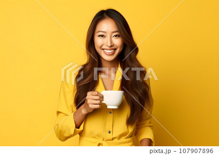 コーヒーカップを持っている女性2　AI生成画像 107907896