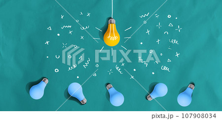 One out unique idea light bulb concept 107908034