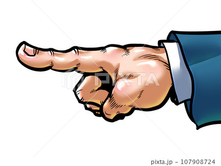 勢いよく指をさす劇画漫画風イラスト 107908724