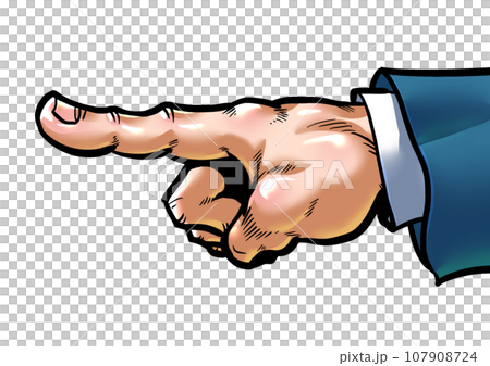 勢いよく指をさす劇画漫画風イラスト 107908724