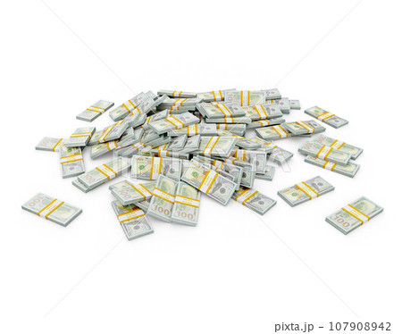 US dollars banknotes - creative business finance making money concept - pile of new 100 US dollars 2013 edition banknotes (bills) bundles 107908942