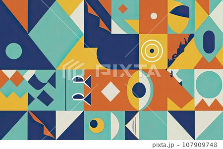 Abstract Bauhaus geometric pattern background 107909748