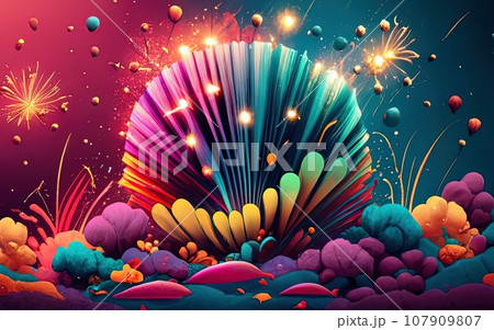 Abstract colored firework background 107909807