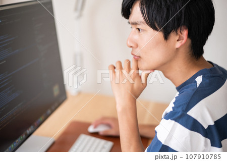 プログラミングを確認する男性ITエンジニア 107910785