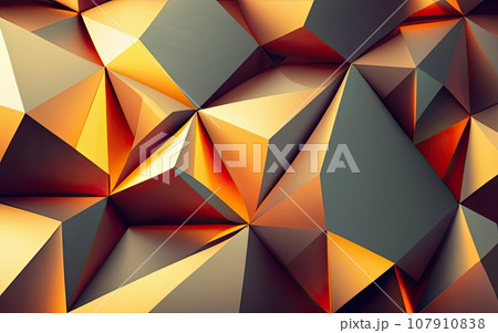 golden low poly triangular background with neon edges golden low poly triangular background with neon edges 107910838