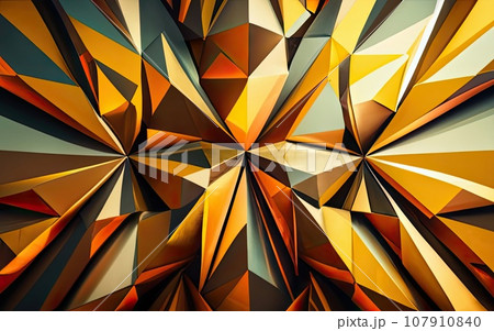 golden low poly triangular background with neon edges golden low poly triangular background with neon edges 107910840