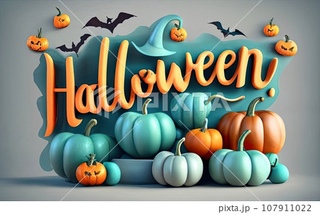 Halloween text shape like pumpkin Halloween text shape like pumpkin 107911022