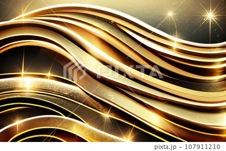 Luxury abstract gold curve background with glitter light effect decoration 107911210