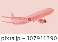Plane take off on pink background. 3d rendering 107911390
