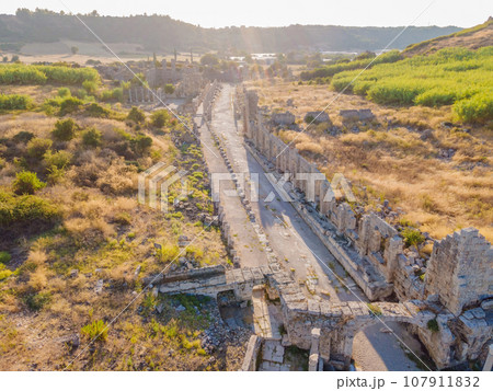 Ruins of the ancient Lycian city Perge located near the Antalya city in Turkey turkiye, GO Everywhere Ruins of the ancient Lycian city Perge located near the Antalya city in Turkey turkiye, GO Everywhere 107911832