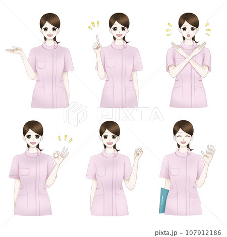 看護師・歯科衛生士のコメント用パターンイラスト 107912186