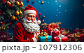 プレゼントを開けるサンタクロース 107912306