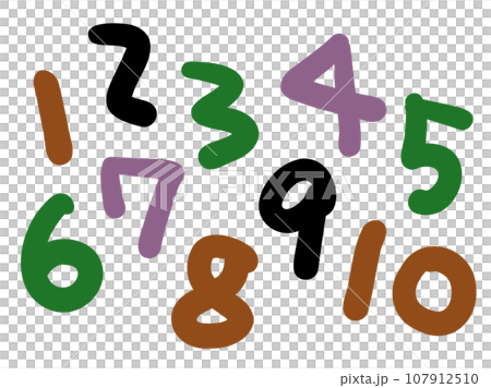 可愛的彩色數字1到10/手寫字元插畫素材 可愛的彩色數字1到10/手寫字元插畫素材 107912510
